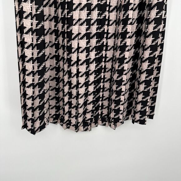 Unbranded Vintage Pink & Black Houndstooth Pleated Midi Skirt Size 8 - Picture 3 of 7